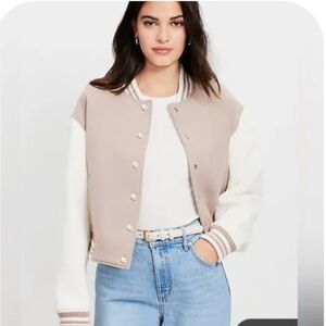 Brand New TRENDY!!!Loft Colorblock twill bomber jacket!